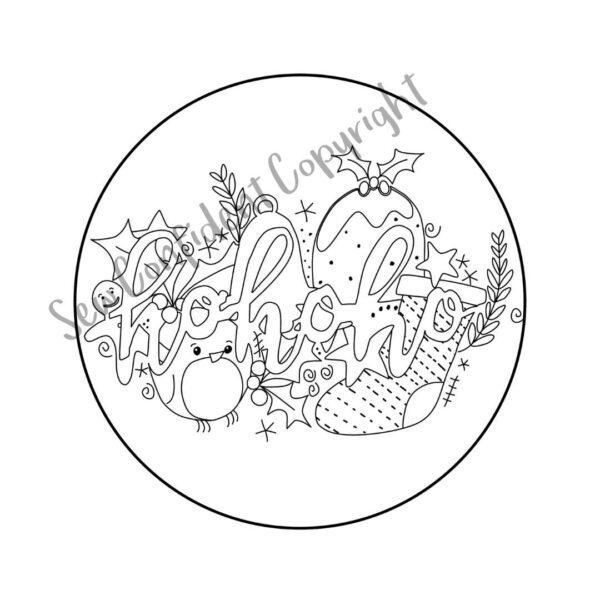 Hohoho embroidery outline